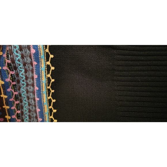 CLC Womens Size SM Black Embroidered Sweater Crew Neck Long Sleeves Colorful - Picture 4 of 4